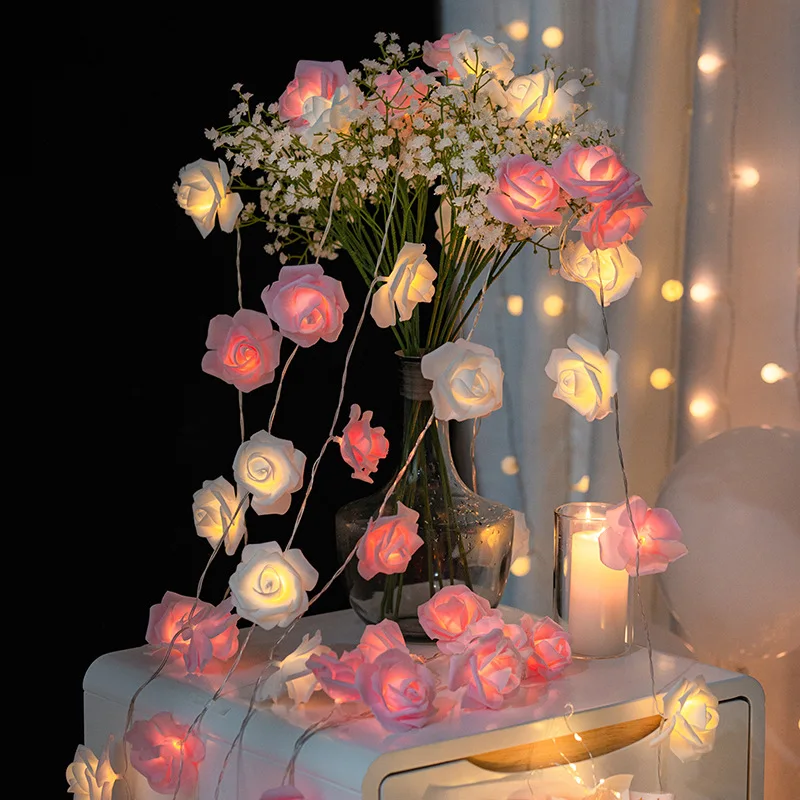 1.5m/4.92ft 10LED Rose Light String For Home Hanging Pendant Wedding Valentine's Day Party Decoration Supplies Wedding Favor
