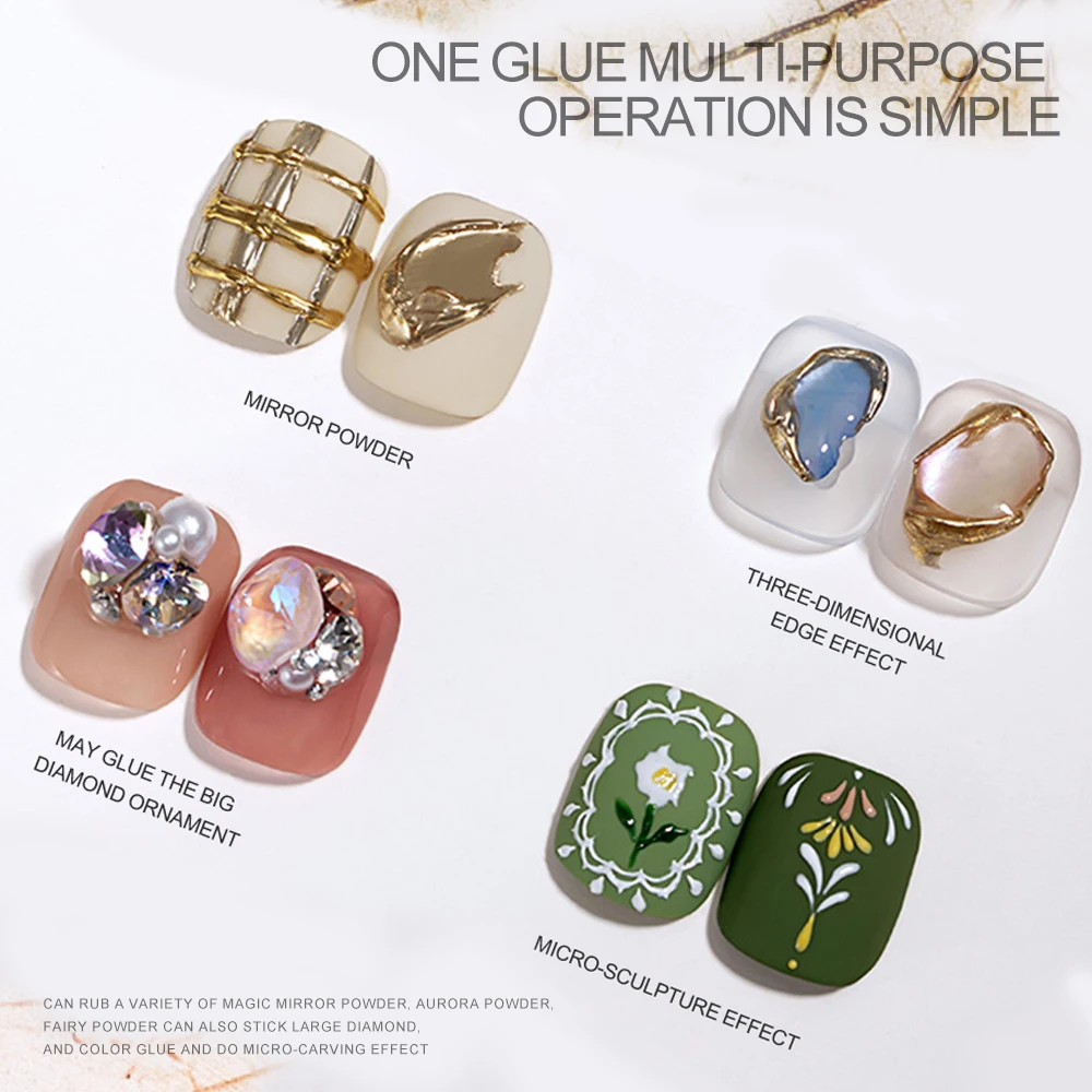 Semi-solid Magic Mirror Powder Modeling Gel 3D Tranparent Phototherapy Nail Art Glue Multifunctional Glue Soak Off UV Manicure8g