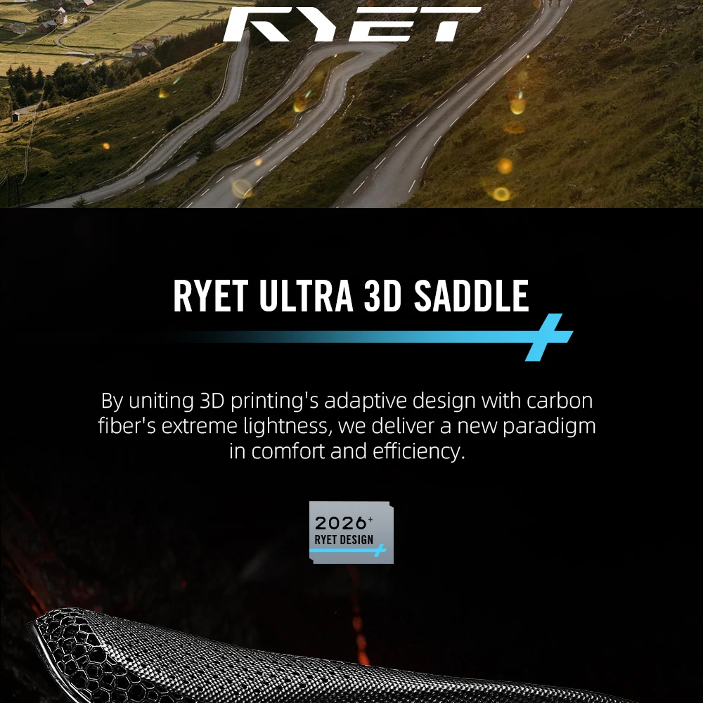 RYET Ultralight Carbon 3D Printed Bicycle Saddle 190g/210g 7*9 Bike Seating Cushion Road MTB Mountain Gravel Cycling Bike Parts