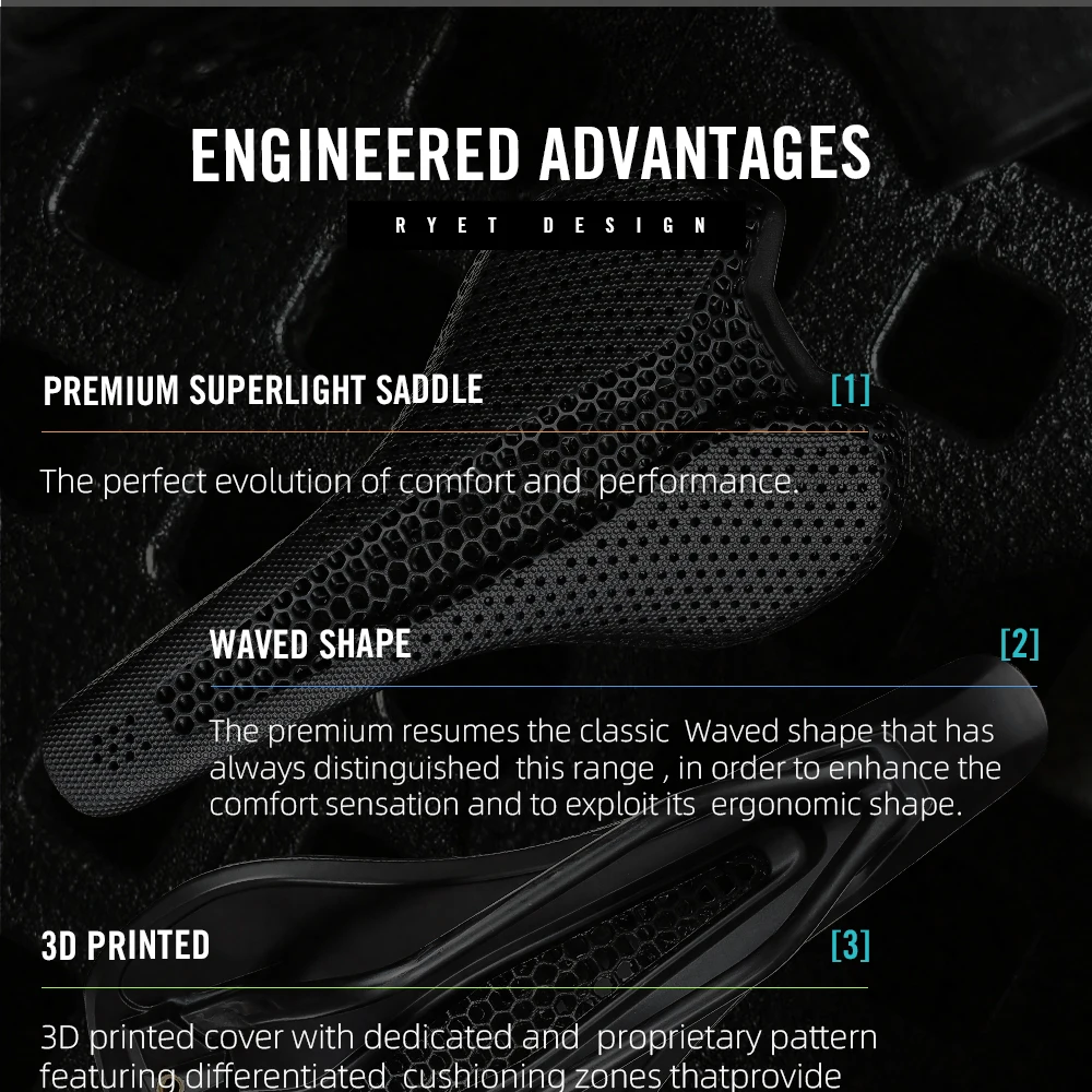 RYET Ultralight Carbon 3D Printed Bicycle Saddle 190g/210g 7*9 Bike Seating Cushion Road MTB Mountain Gravel Cycling Bike Parts