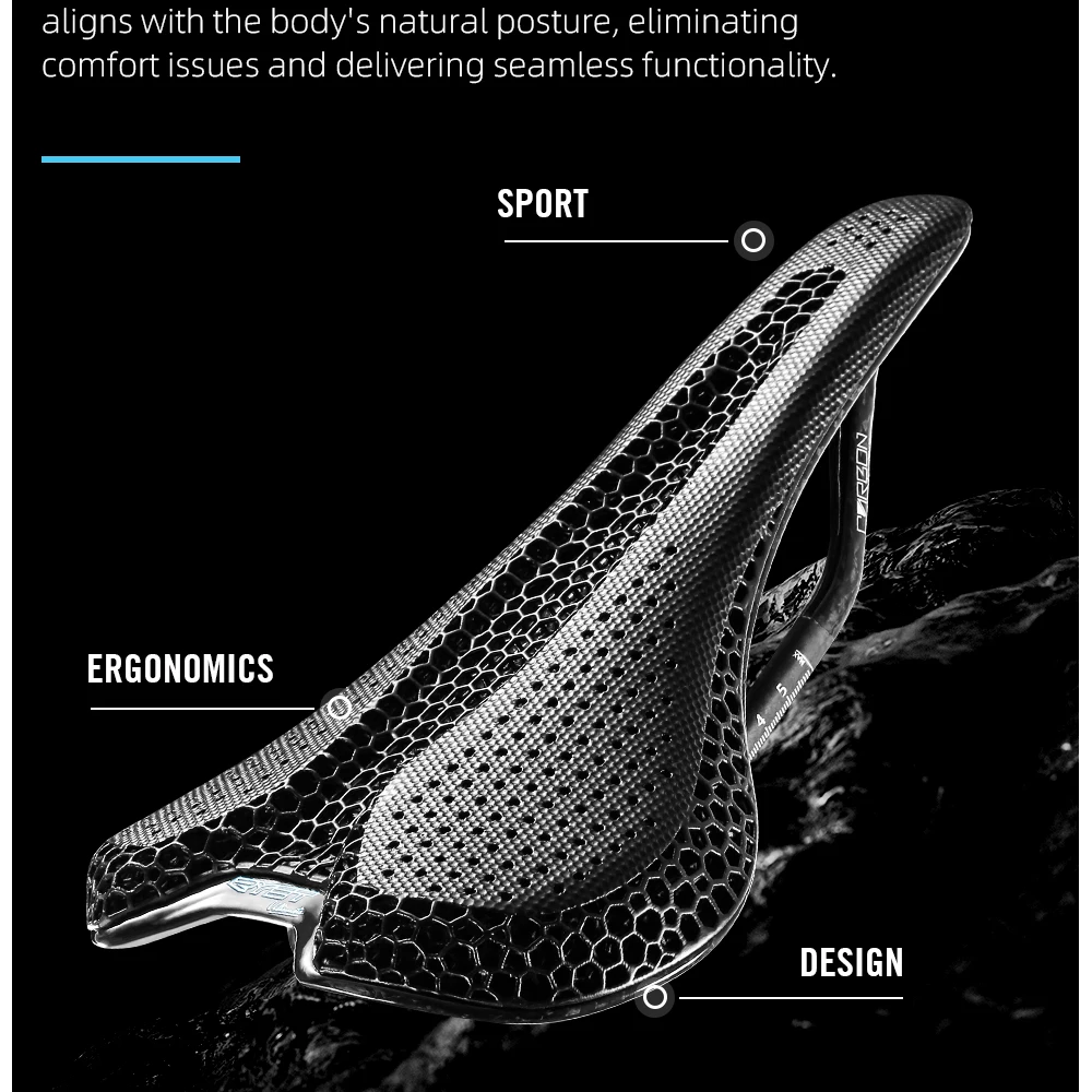 RYET Ultralight Carbon 3D Printed Bicycle Saddle 190g/210g 7*9 Bike Seating Cushion Road MTB Mountain Gravel Cycling Bike Parts