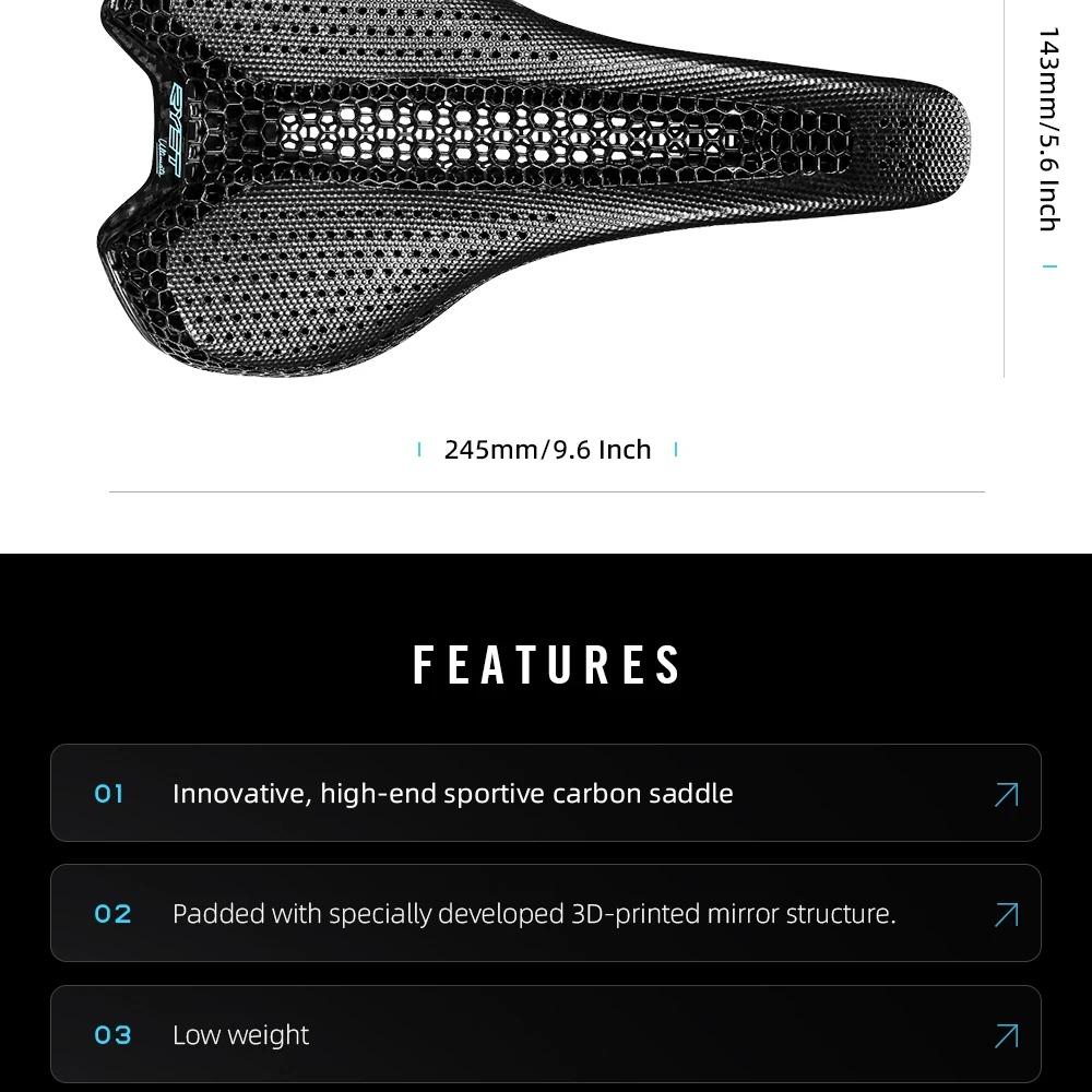 RYET Ultralight Carbon 3D Printed Bicycle Saddle 190g/210g 7*9 Bike Seating Cushion Road MTB Mountain Gravel Cycling Bike Parts