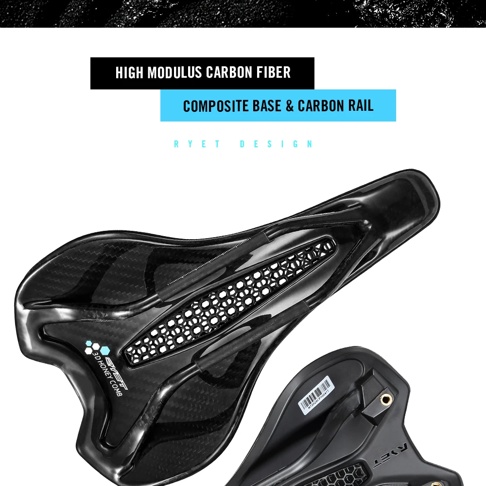 RYET Ultralight Carbon 3D Printed Bicycle Saddle 190g/210g 7*9 Bike Seating Cushion Road MTB Mountain Gravel Cycling Bike Parts