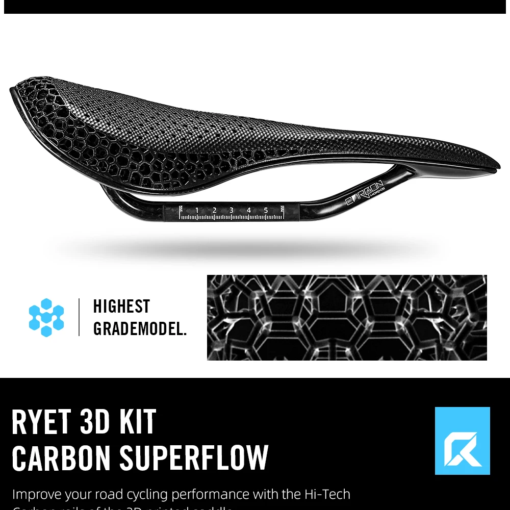 RYET Ultralight Carbon 3D Printed Bicycle Saddle 190g/210g 7*9 Bike Seating Cushion Road MTB Mountain Gravel Cycling Bike Parts