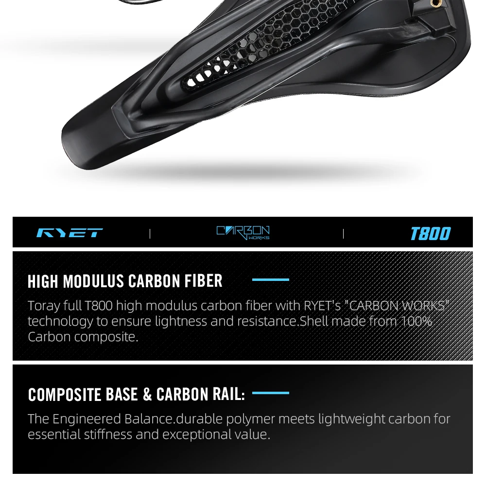 RYET Ultralight Carbon 3D Printed Bicycle Saddle 190g/210g 7*9 Bike Seating Cushion Road MTB Mountain Gravel Cycling Bike Parts