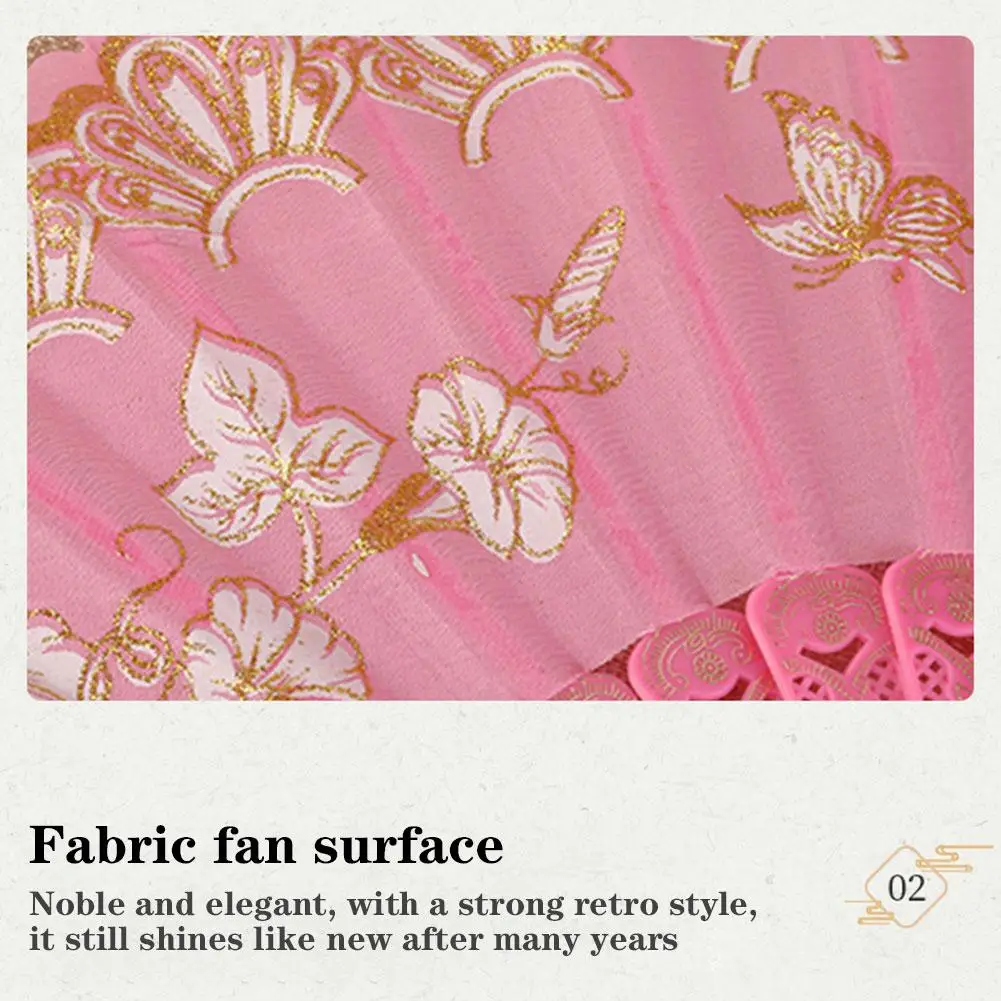 Chinese Luxury Gliding Folding Fan Wedding Bridal Fan Dance Performance Props Retro Floral Glitter Butterfly Fans Crafts