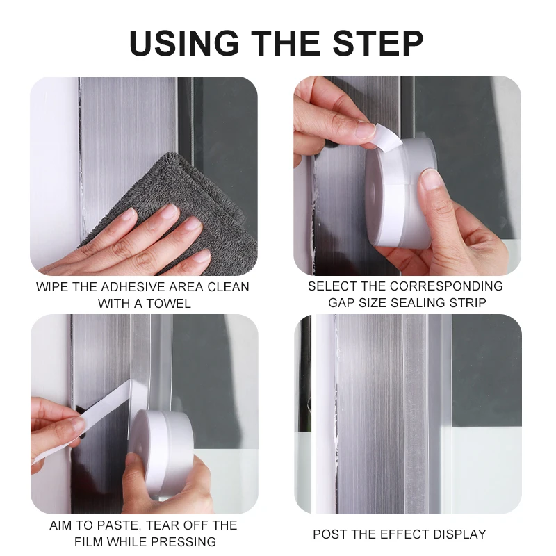 Bathroom Shower Sink Bath Sealing Tapes PVC Adhesive Sealing Strips Waterproof Wall Stickers for Bathroom Kitchen Sealant Tape