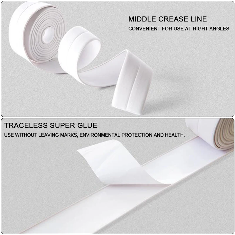 Bathroom Shower Sink Bath Sealing Tapes PVC Adhesive Sealing Strips Waterproof Wall Stickers for Bathroom Kitchen Sealant Tape