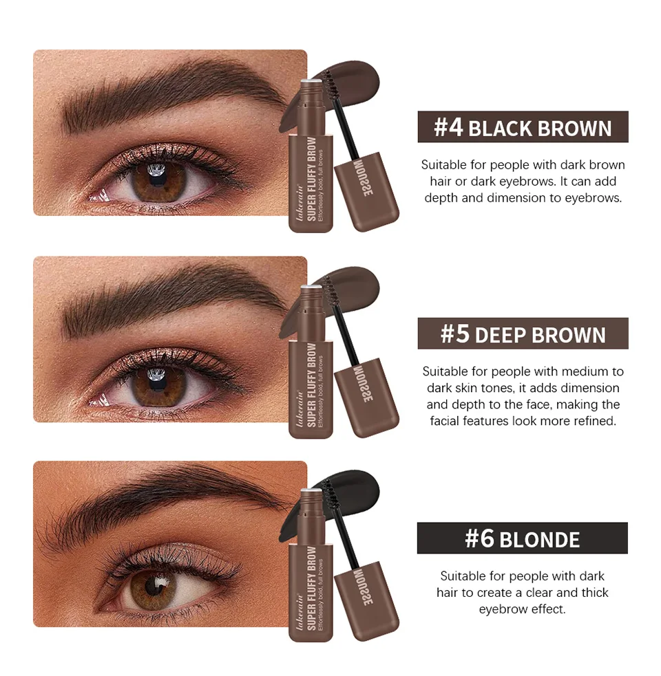 Superfluff Volumizing Brow Mousse Eyebrow Gel Thick Eyebrows Tint Tinted Brow Gel Multiple Color Long-Lasting Waterproof Makeup