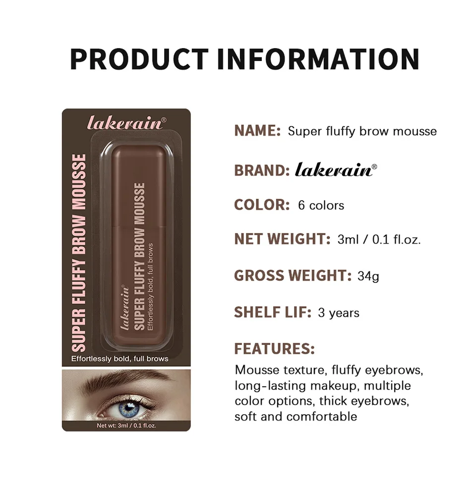 Superfluff Volumizing Brow Mousse Eyebrow Gel Thick Eyebrows Tint Tinted Brow Gel Multiple Color Long-Lasting Waterproof Makeup