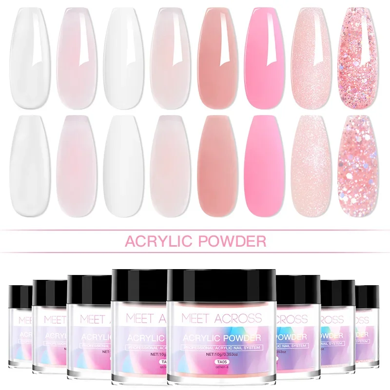 4Pcs/Set 10g Nail Acrylic Powder With 40ml Acrylic Liquid Monomer Set French Nails Extension Carving Tools For Manicure Nail Art