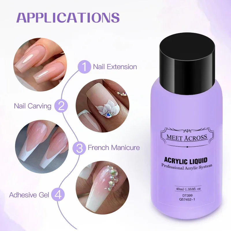 4Pcs/Set 10g Nail Acrylic Powder With 40ml Acrylic Liquid Monomer Set French Nails Extension Carving Tools For Manicure Nail Art