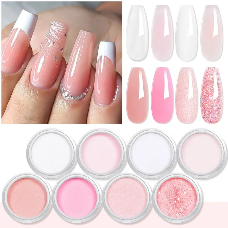 4Pcs/Set 10g Nail Acrylic Powder With 40ml Acrylic Liquid Monomer Set French Nails Extension Carving Tools For Manicure Nail Art