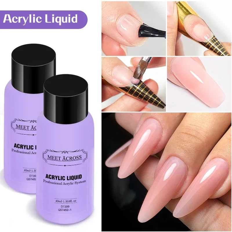 4Pcs/Set 10g Nail Acrylic Powder With 40ml Acrylic Liquid Monomer Set French Nails Extension Carving Tools For Manicure Nail Art