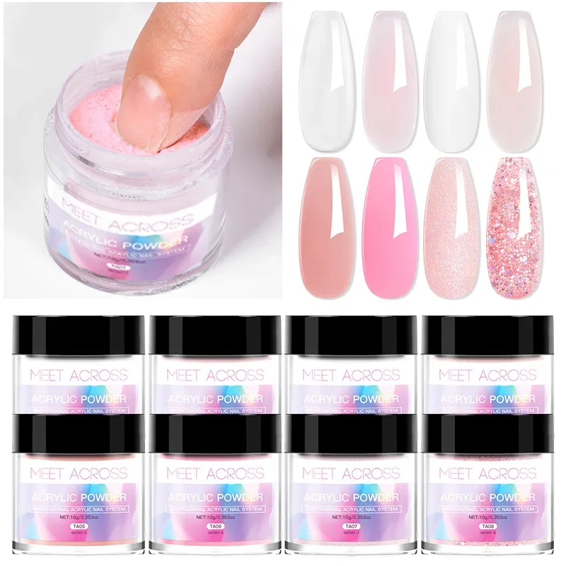 4Pcs/Set 10g Nail Acrylic Powder With 40ml Acrylic Liquid Monomer Set French Nails Extension Carving Tools For Manicure Nail Art