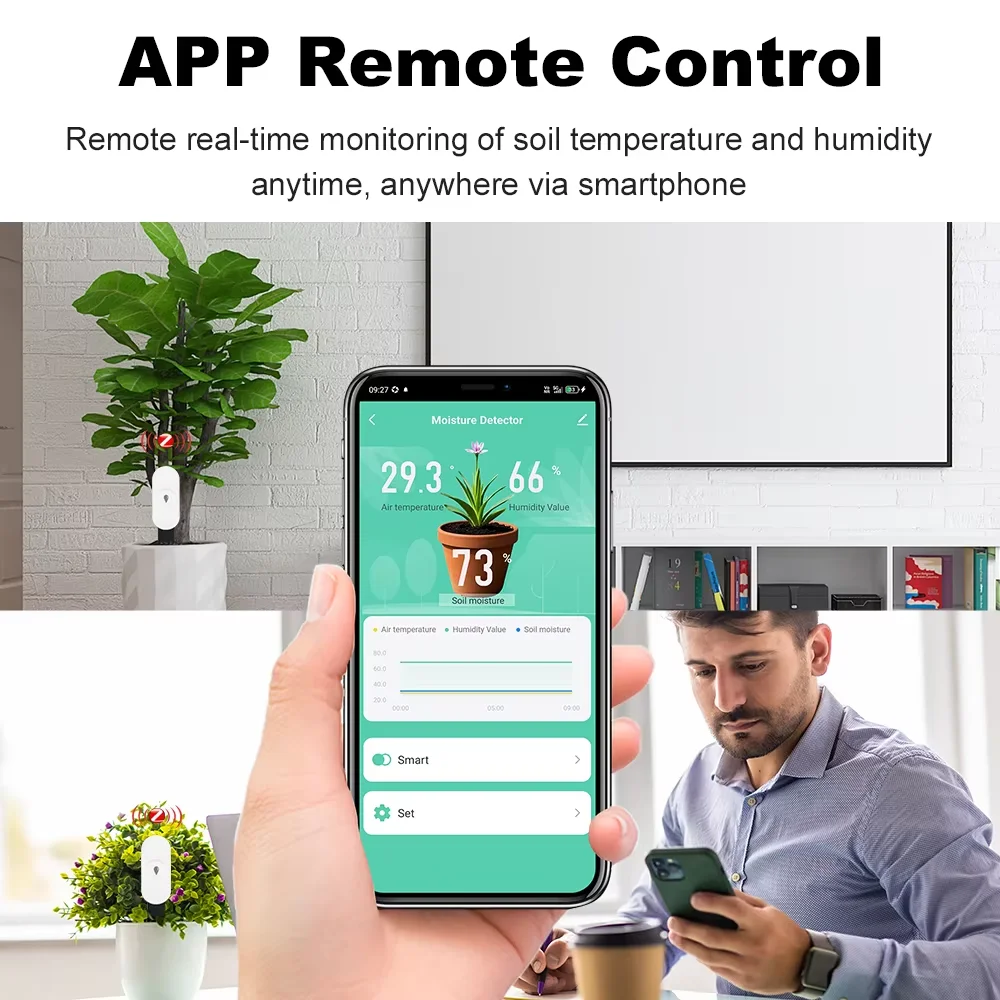 Tuya Smart ZigBee Soil Moisture Sensor Temperature and Humidity Meter Thermo Hygrometer Garden Automation Irrigation Detector
