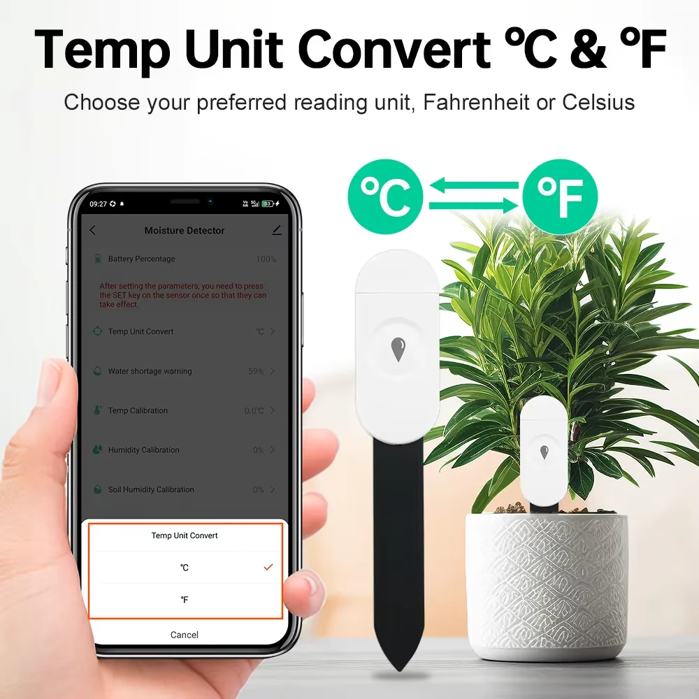 Tuya Smart ZigBee Soil Moisture Sensor Temperature and Humidity Meter Thermo Hygrometer Garden Automation Irrigation Detector
