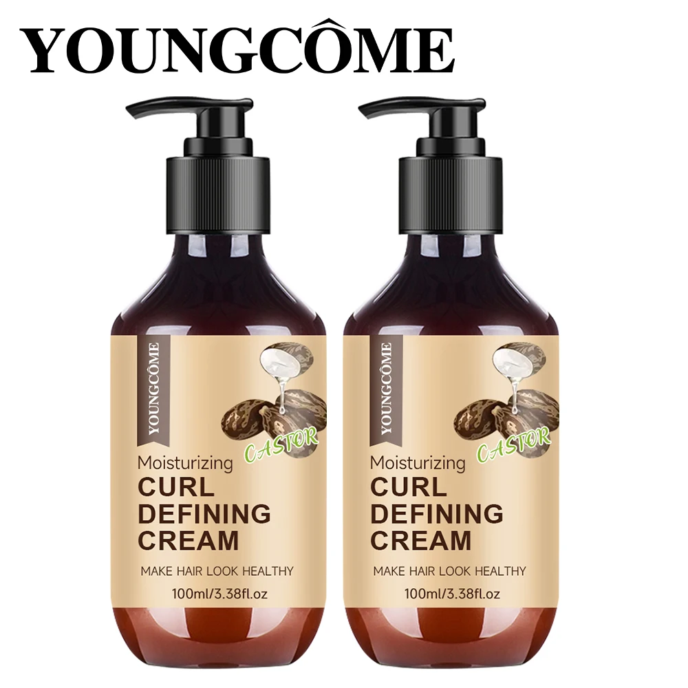 Castor Oil Curl Activator Cream - Defined Coily/Wavy Hair, Humidity Resistance, Non-Greasy Formula, Safe for Color-Treated Hair