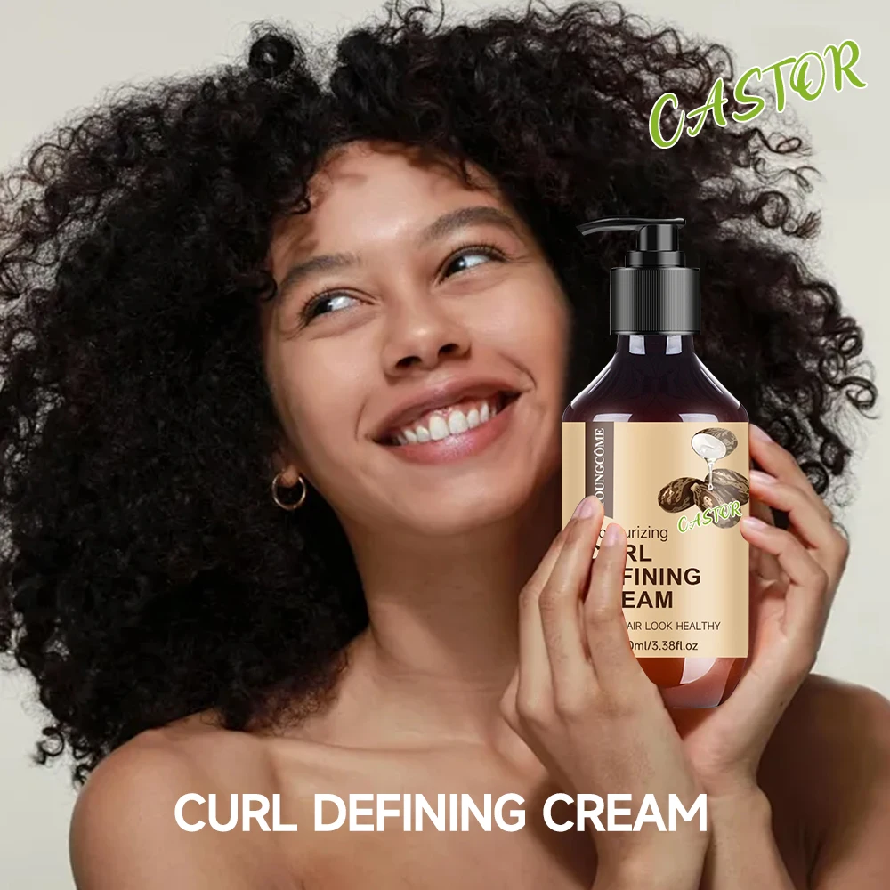 Castor Oil Curl Activator Cream - Defined Coily/Wavy Hair, Humidity Resistance, Non-Greasy Formula, Safe for Color-Treated Hair