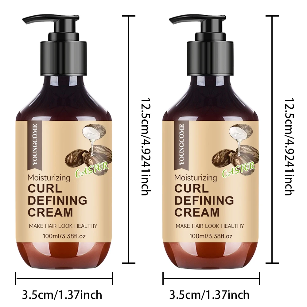 Castor Oil Curl Activator Cream - Defined Coily/Wavy Hair, Humidity Resistance, Non-Greasy Formula, Safe for Color-Treated Hair