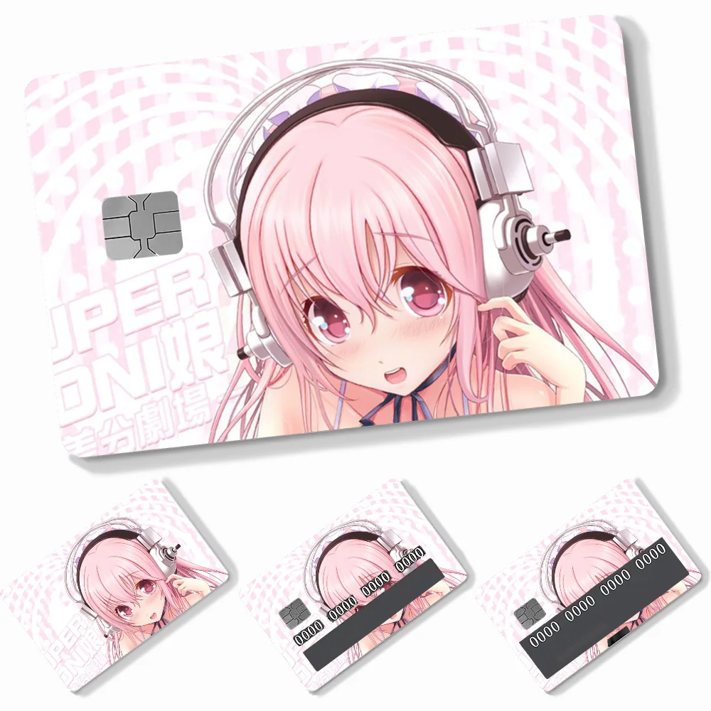 1PC Idol SUPER SONICO Card Stickers 4pcs PVC Credit Card Skin Stickers Removable Self-adhesive Protective Film
