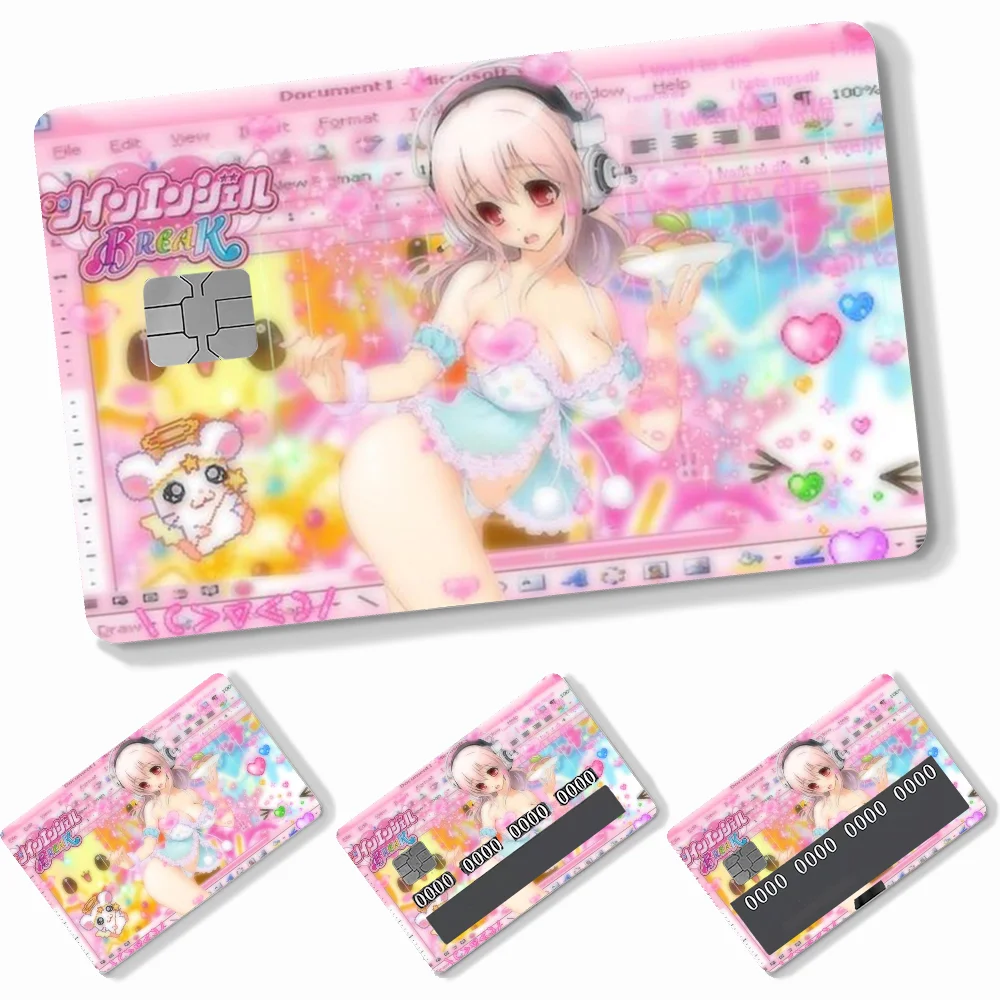 1PC Idol SUPER SONICO Card Stickers 4pcs PVC Credit Card Skin Stickers Removable Self-adhesive Protective Film