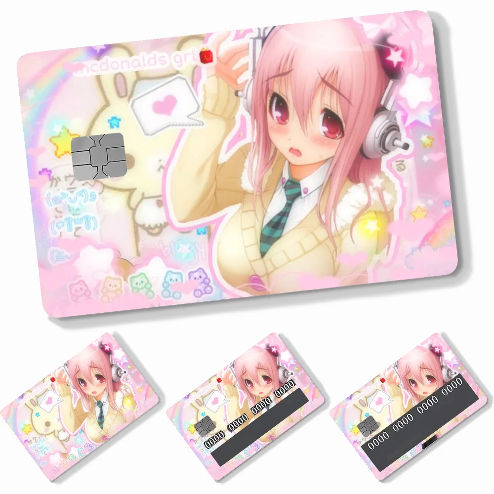 1PC Idol SUPER SONICO Card Stickers 4pcs PVC Credit Card Skin Stickers Removable Self-adhesive Protective Film