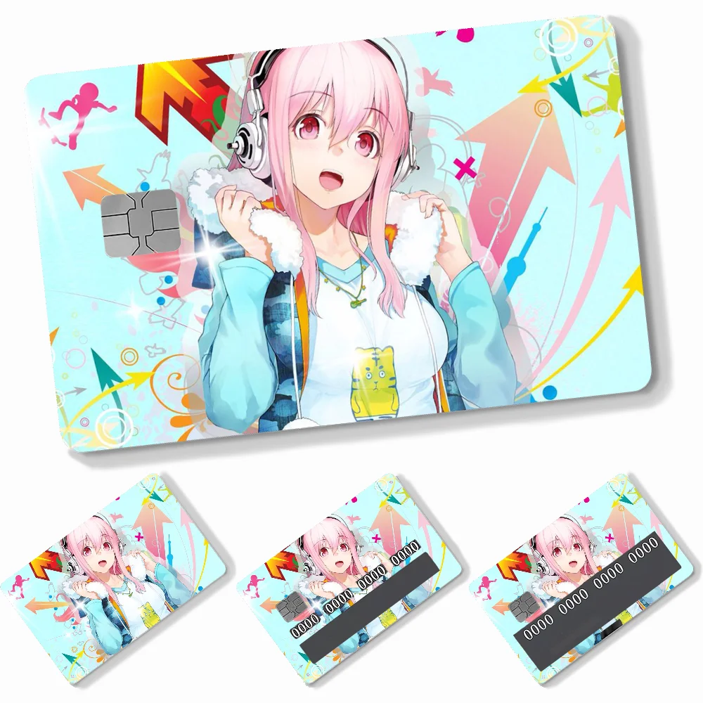 1PC Idol SUPER SONICO Card Stickers 4pcs PVC Credit Card Skin Stickers Removable Self-adhesive Protective Film
