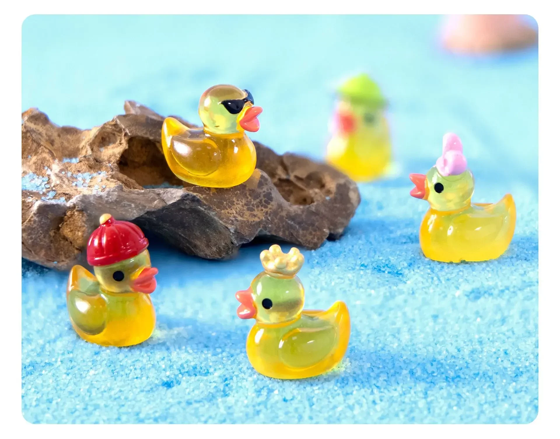 100/50PCS Mini Yellow Luminous Duck Ornament Miniature Figures Tiny Duck Micro Fairy Garden Landscape Fairy Garden Home Decor