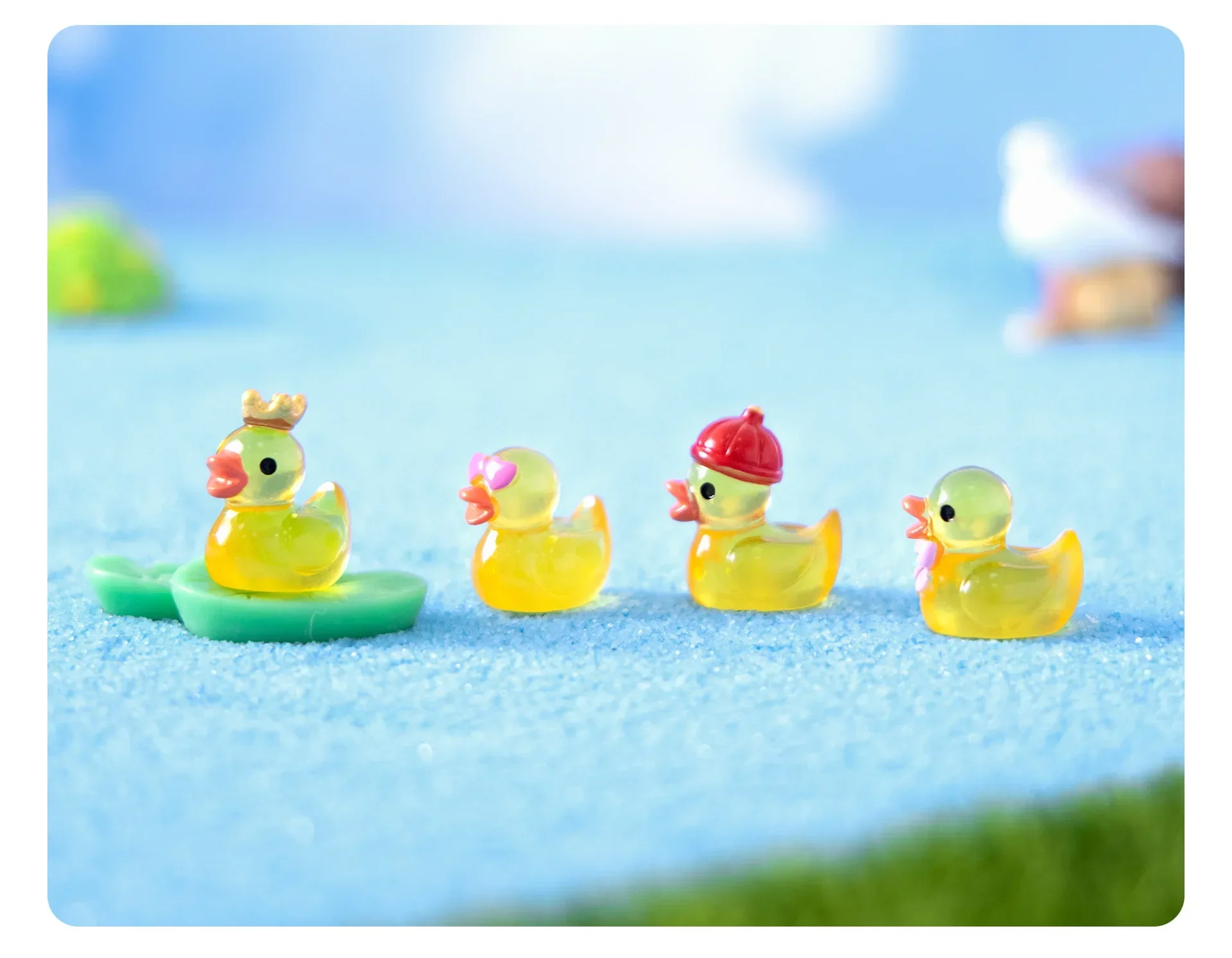 100/50PCS Mini Yellow Luminous Duck Ornament Miniature Figures Tiny Duck Micro Fairy Garden Landscape Fairy Garden Home Decor