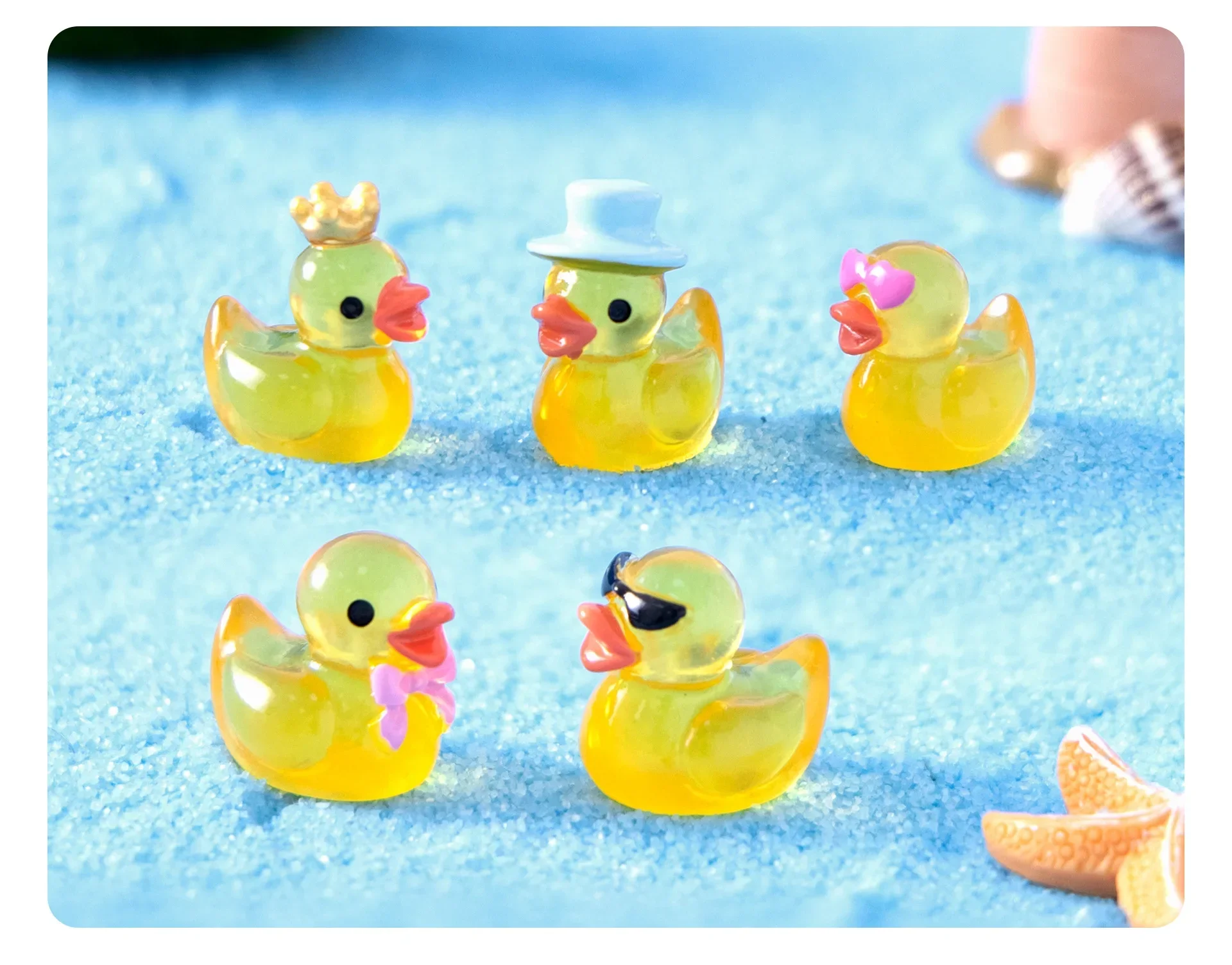 100/50PCS Mini Yellow Luminous Duck Ornament Miniature Figures Tiny Duck Micro Fairy Garden Landscape Fairy Garden Home Decor