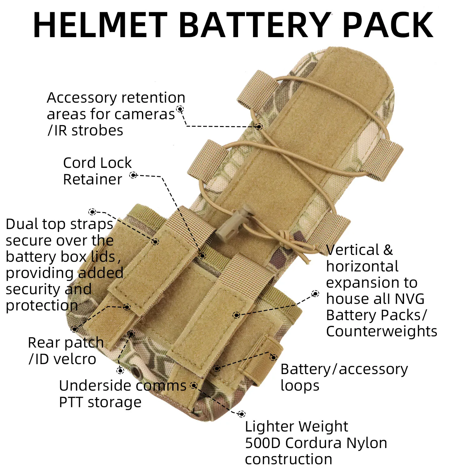 BOOIU Battery Pouch Sport Helmet MK2 Battery Pack Helmet Counterweight Pack CS Hunting Airsoft Tactical Helmets Accessories
