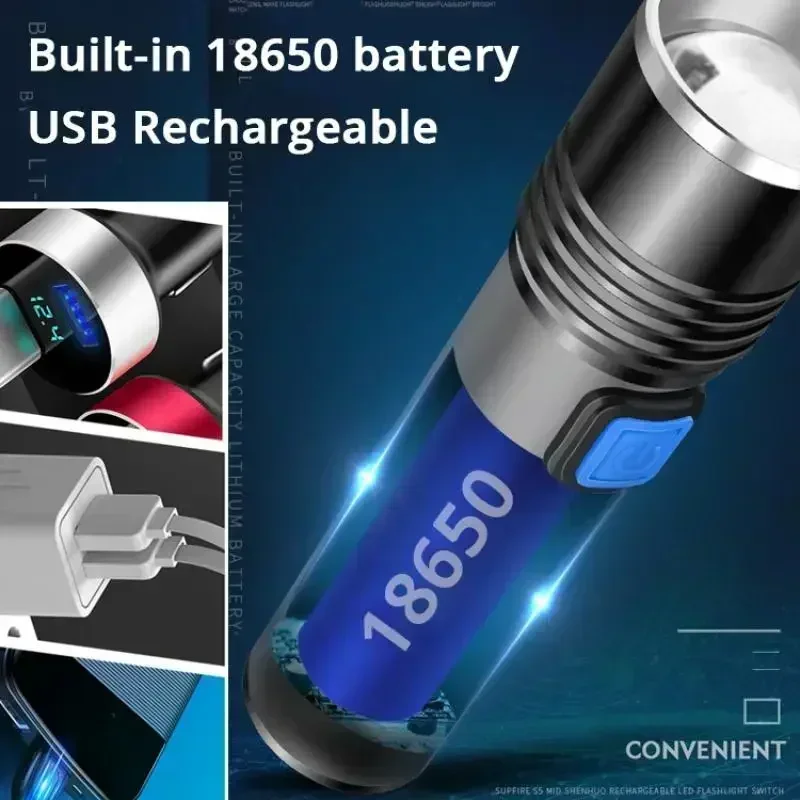 395nm LED UV Flashlight USB Rechargeable Foldable Lamp with Magnet Hook UV Light Ultraviolet for Pet Urine Detector Resin Curing
