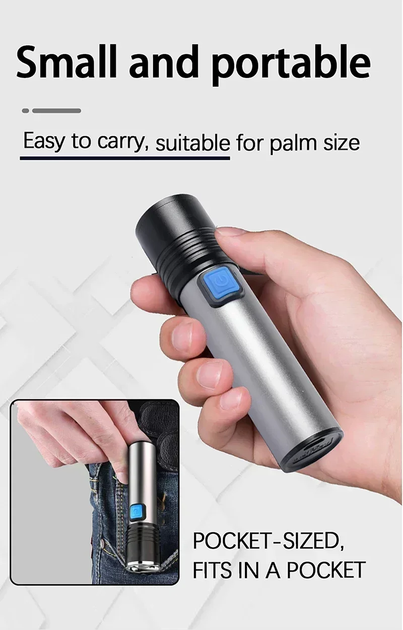 395nm LED UV Flashlight USB Rechargeable Foldable Lamp with Magnet Hook UV Light Ultraviolet for Pet Urine Detector Resin Curing