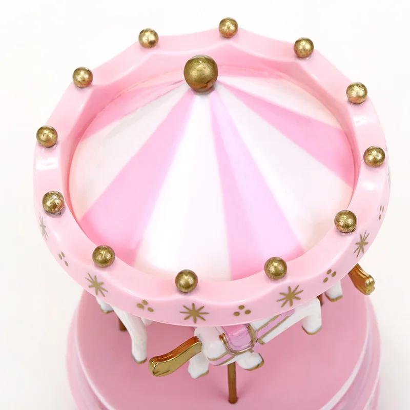 Carousel Music Box Cake Decorative Ornament Baby Birthday Gift Toys Desktop Carousel Toys Handwork 4 Horses Music Box Gifts