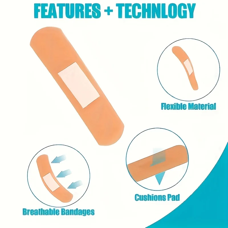 40pcs Waterproof & Breathable PE Soft Rubber Bandages Multi-Size (Finger, Wrist, Knuckle) for Versatile Wound Care Breathable