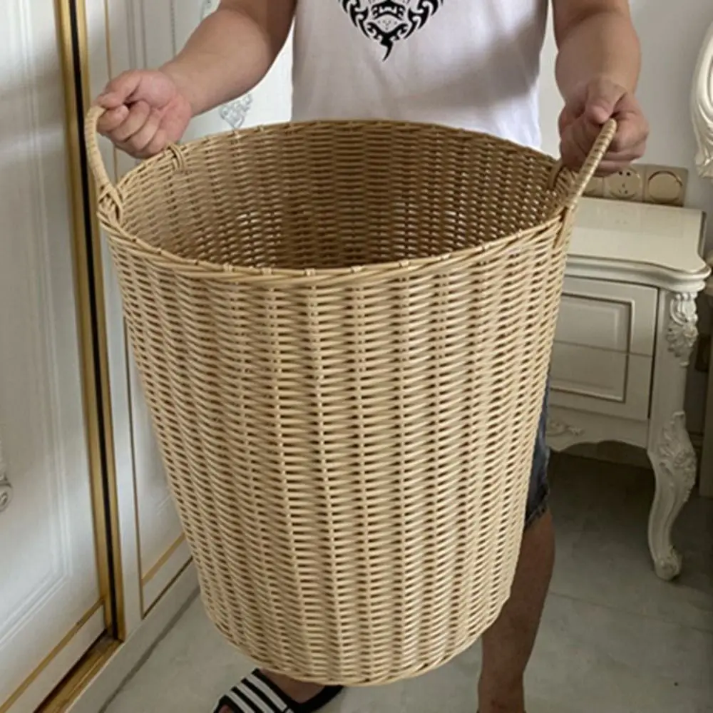 Dirty Clothes Basket Foldable Woven Laundry Basket Rattan-Style Toys Storage Basket for Dirty Clothes Household Items