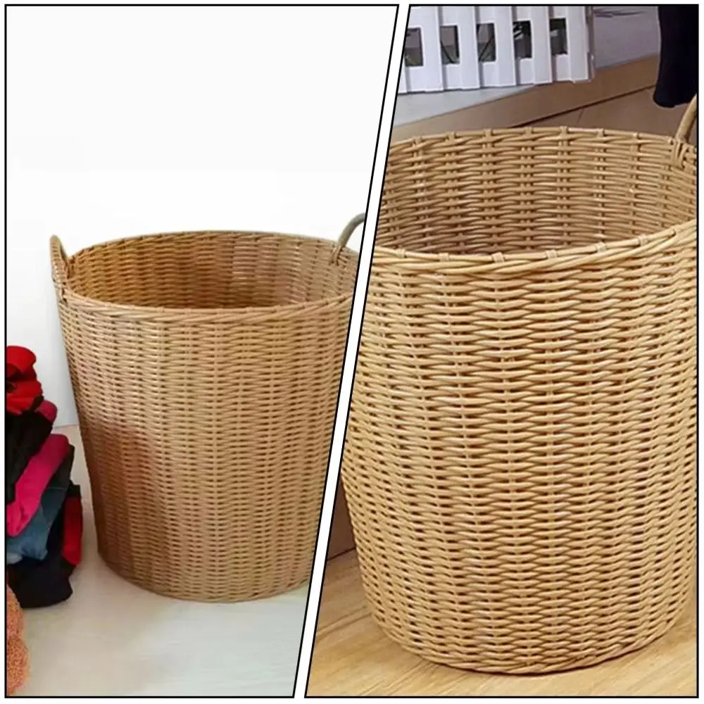 Dirty Clothes Basket Foldable Woven Laundry Basket Rattan-Style Toys Storage Basket for Dirty Clothes Household Items