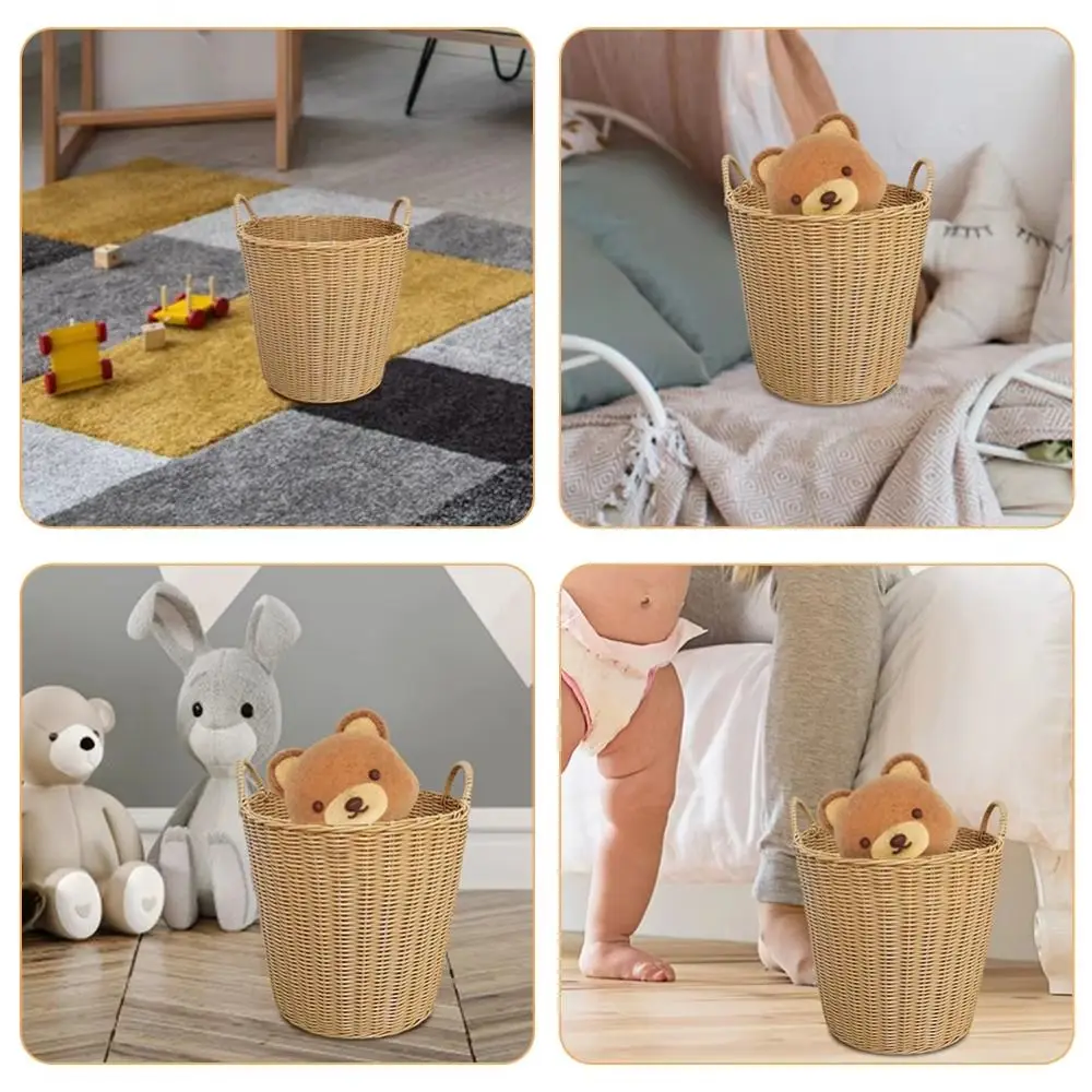 Dirty Clothes Basket Foldable Woven Laundry Basket Rattan-Style Toys Storage Basket for Dirty Clothes Household Items