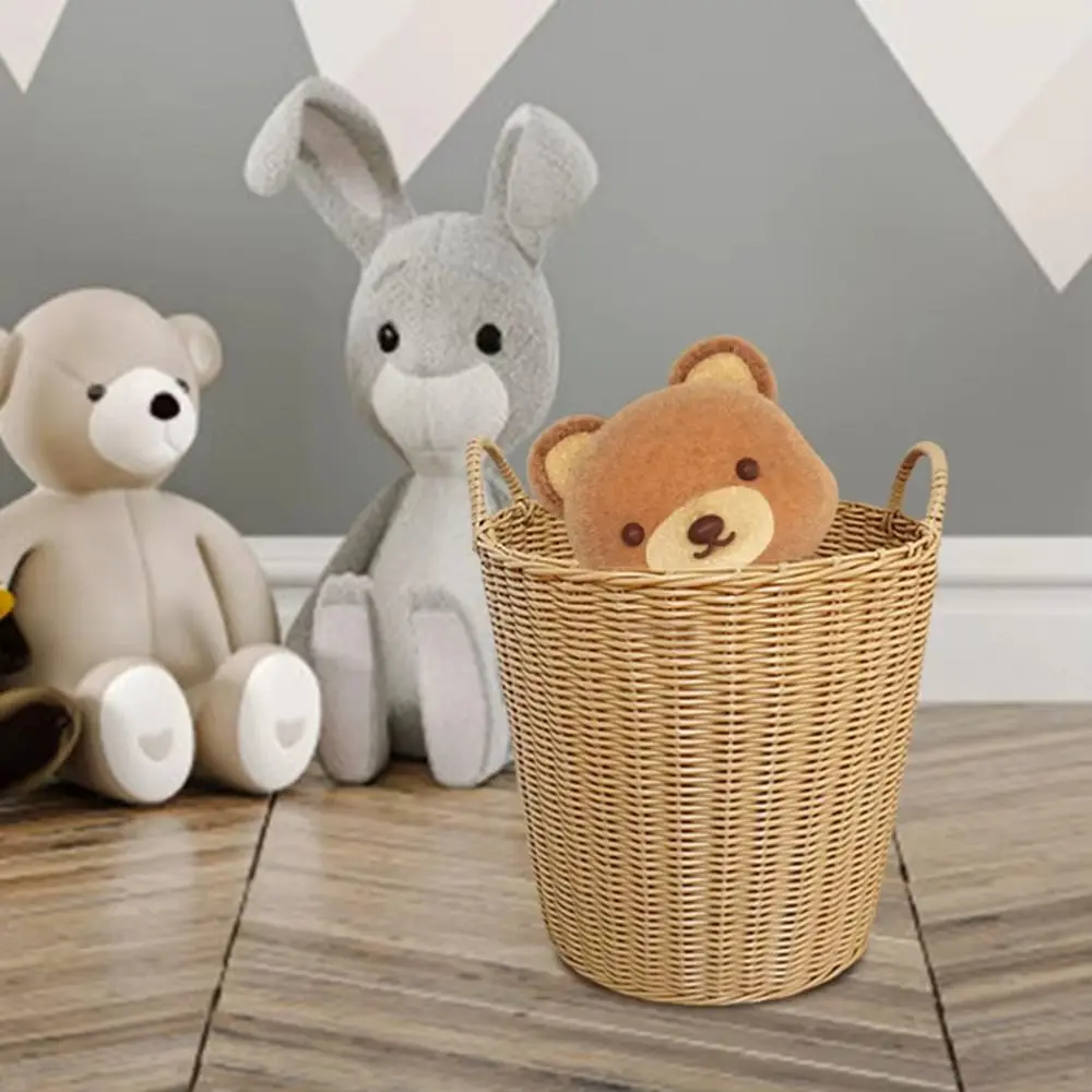 Dirty Clothes Basket Foldable Woven Laundry Basket Rattan-Style Toys Storage Basket for Dirty Clothes Household Items