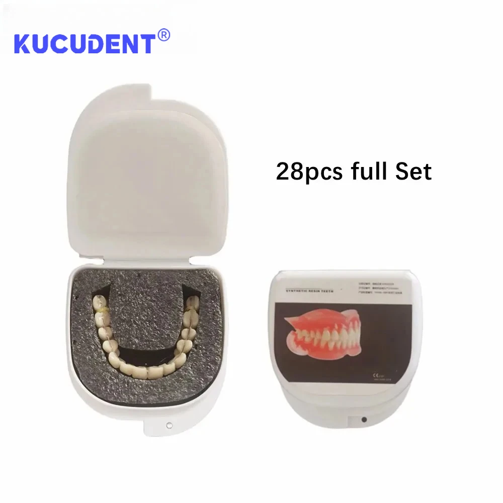 1Pair/Box Resin Denture Teeth Set - Complete DIY False Teeth for Dental Education & Training Models (Upper and Lower)