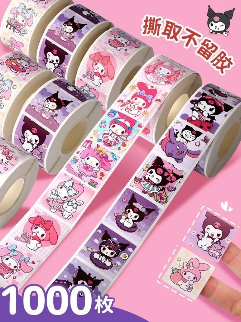500 PCS Sanrio Cartoon Sticker Hello Kitty Anime Kuromi Melody Children's Diary Bonus Gift Diary Booklet Gift for Kid Toy