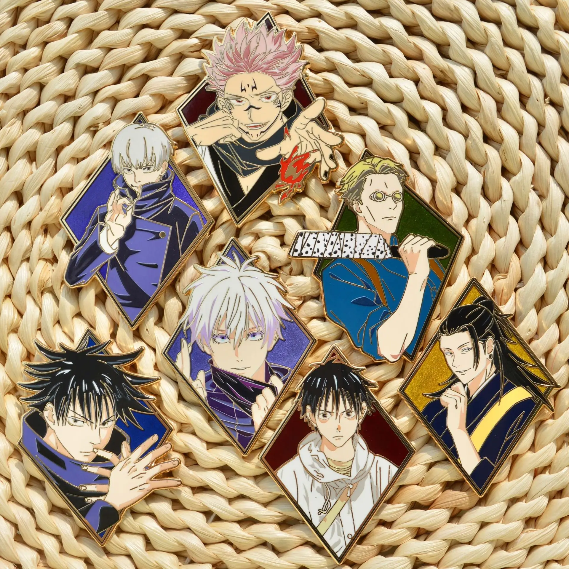 Anime Jujutsu Kaisen Enamel Pins Gojo Satoru Suguru Metal Badges Japanese Manga Brooches for Bag Backpack Clothing Lapel Cosplay