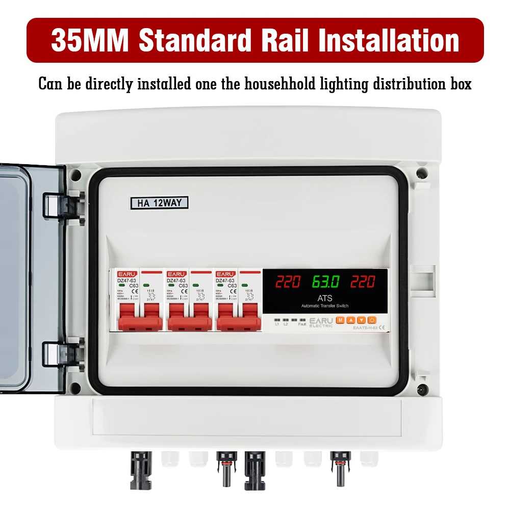 63A 100A ATS Adjustable Over Under Voltage Current Protector Dual Power Conversion Automatic Transfer Switch Monitor Relay 220V