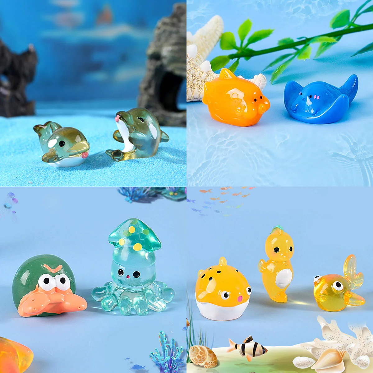 Mini Ocean Resin Animals Tiny Sea Animals Figurines Marine Miniature Animals Aquarium Ornaments Home Decorations