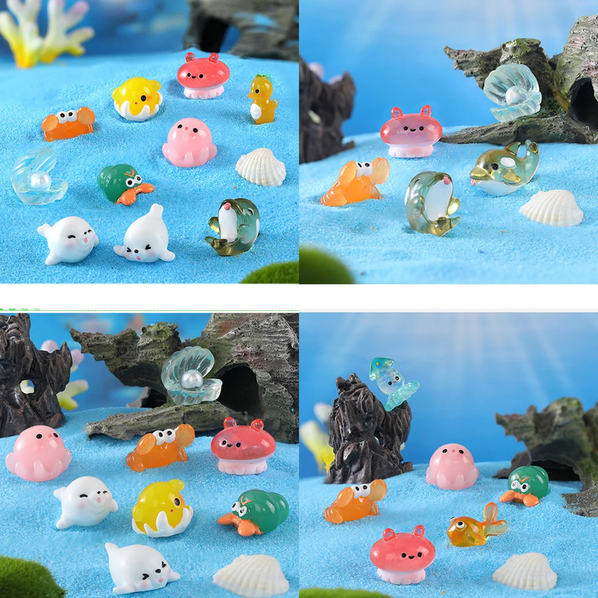 Mini Ocean Resin Animals Tiny Sea Animals Figurines Marine Miniature Animals Aquarium Ornaments Home Decorations