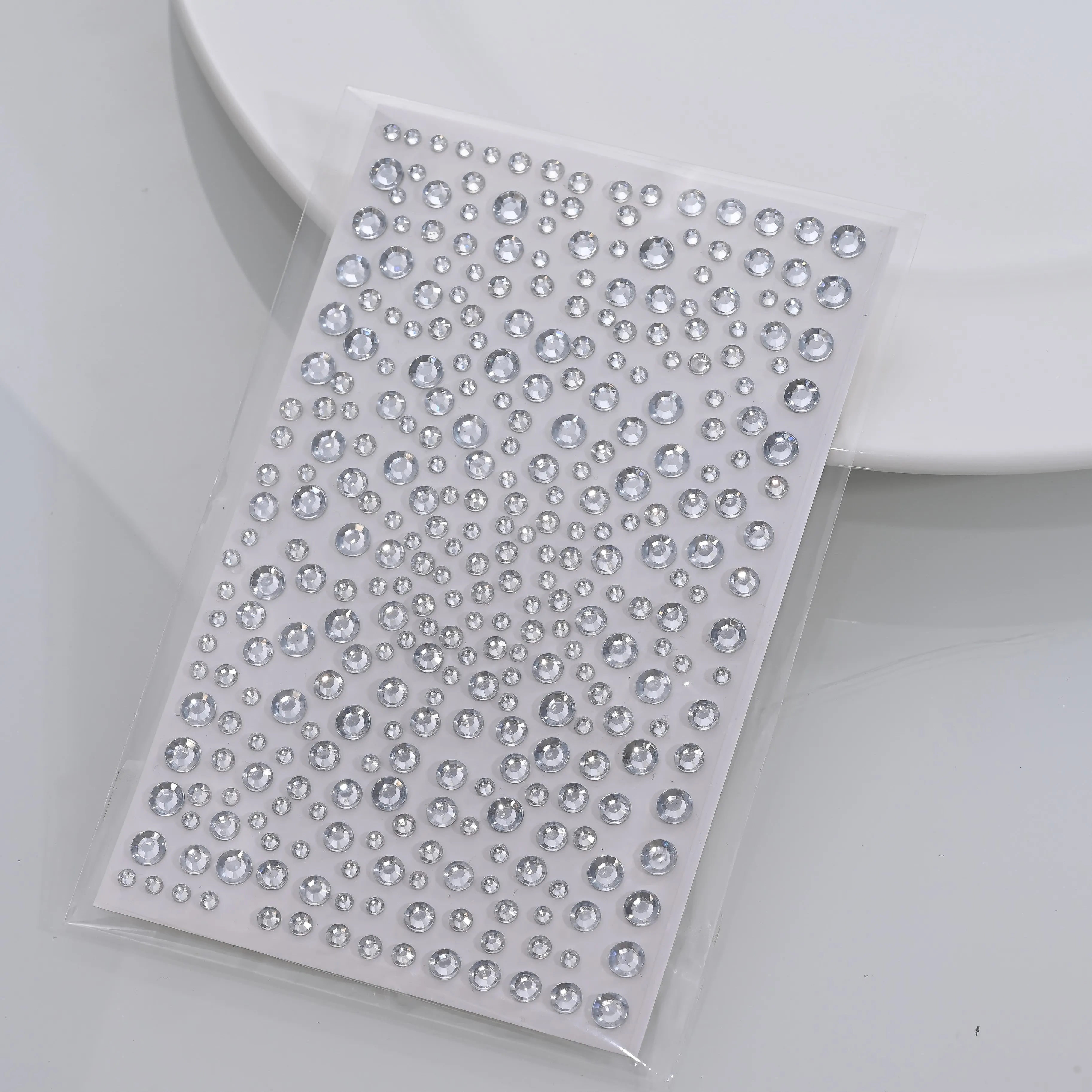 1Pcs Silver-White Glitter 3D Rhinestones Face Stickers 3/4/5/6mm Round Diamond Body Jewels Makeup Stickers For Eye Face Decorati