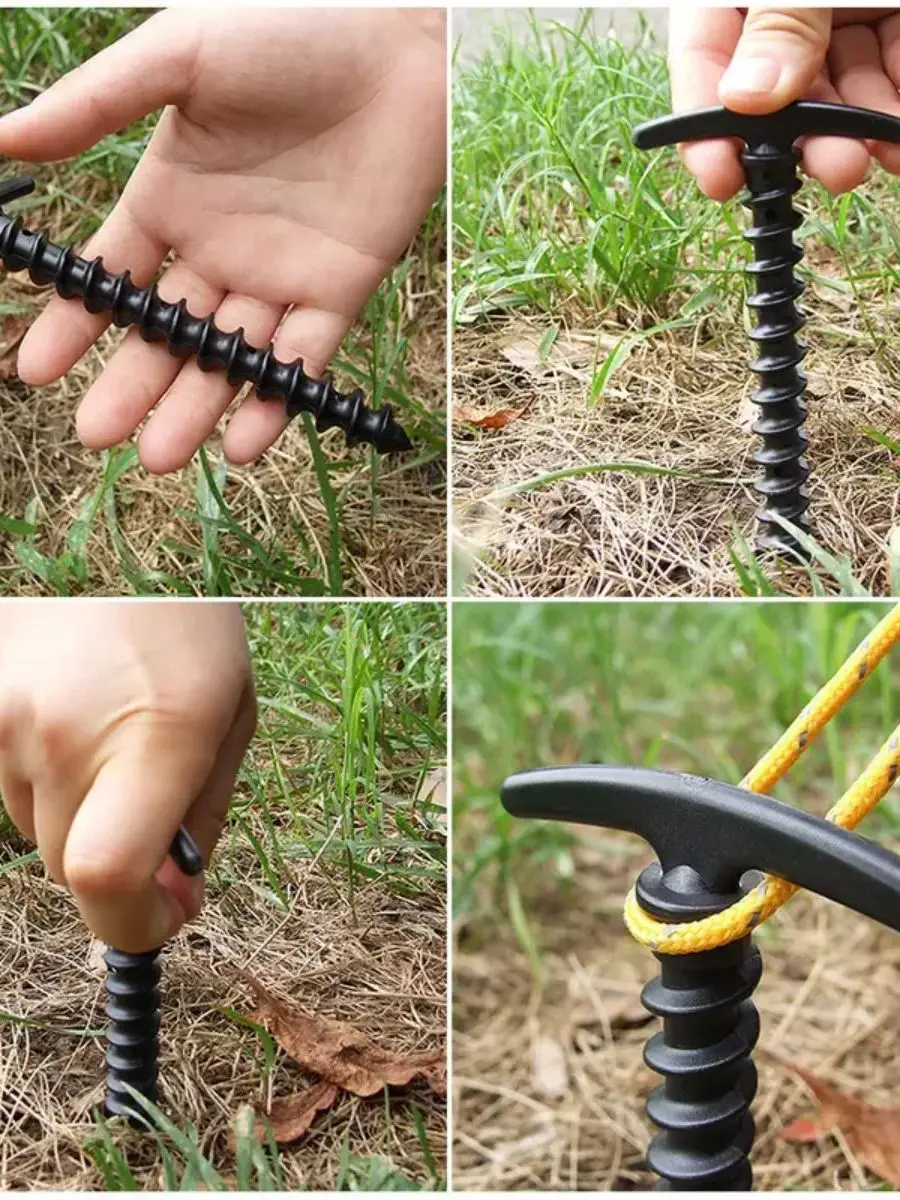 10 Pcs/Pack Outdoor Camping Tent Pegs Ground Nails Screw Anchor Stakes Pegs Hiking Tent Stakes Pins Tent Accessories
