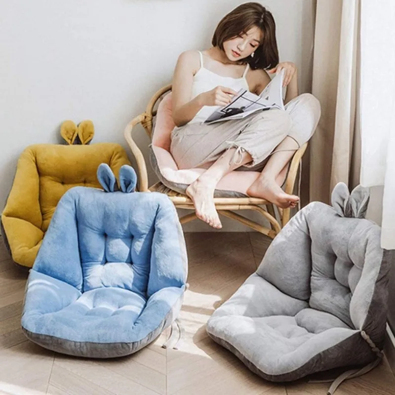 Cute Velvet Chair Seat Cushion for Dorm Desk Kawaii Gaming Rocking Chair Cushion Backrest for Office Chair Lazy Sofa Tatami Mat