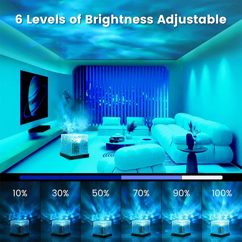 1-2Pack Ocean Wave Projector Light 16 Colors Midnight Aura Aurora Glow Lamp Home Office Bar Restaurant Projector Night Light